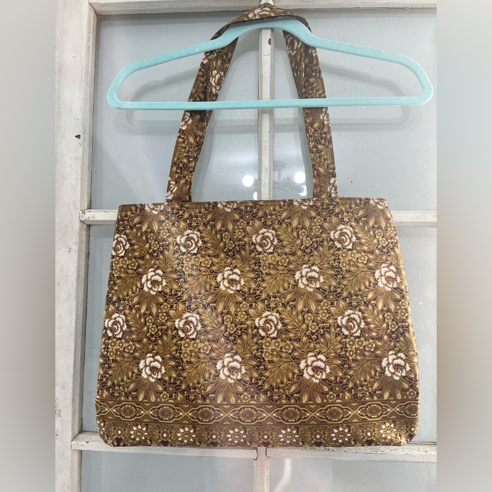 By Tavi brown floral tote bag , zip top